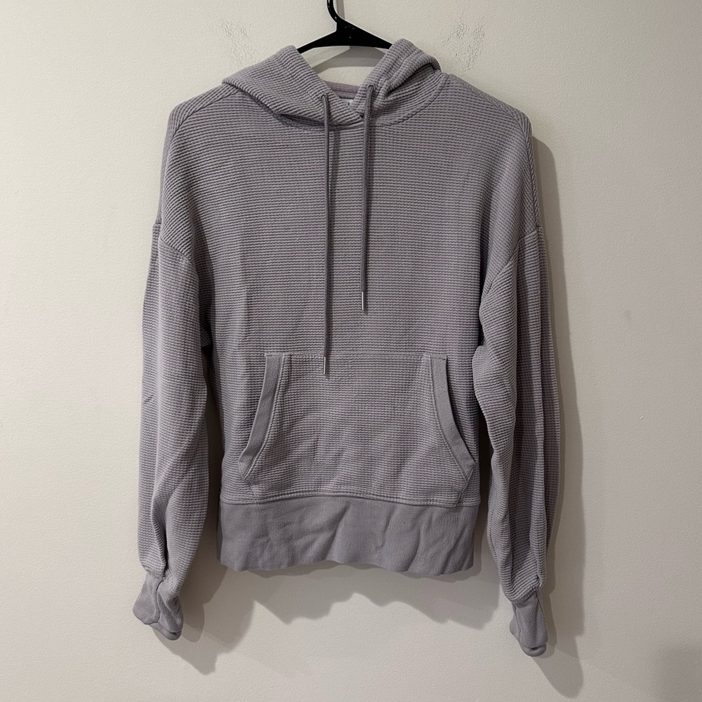 Athleta balance tinsel purple waffle knit hooded sweatshirt size XS